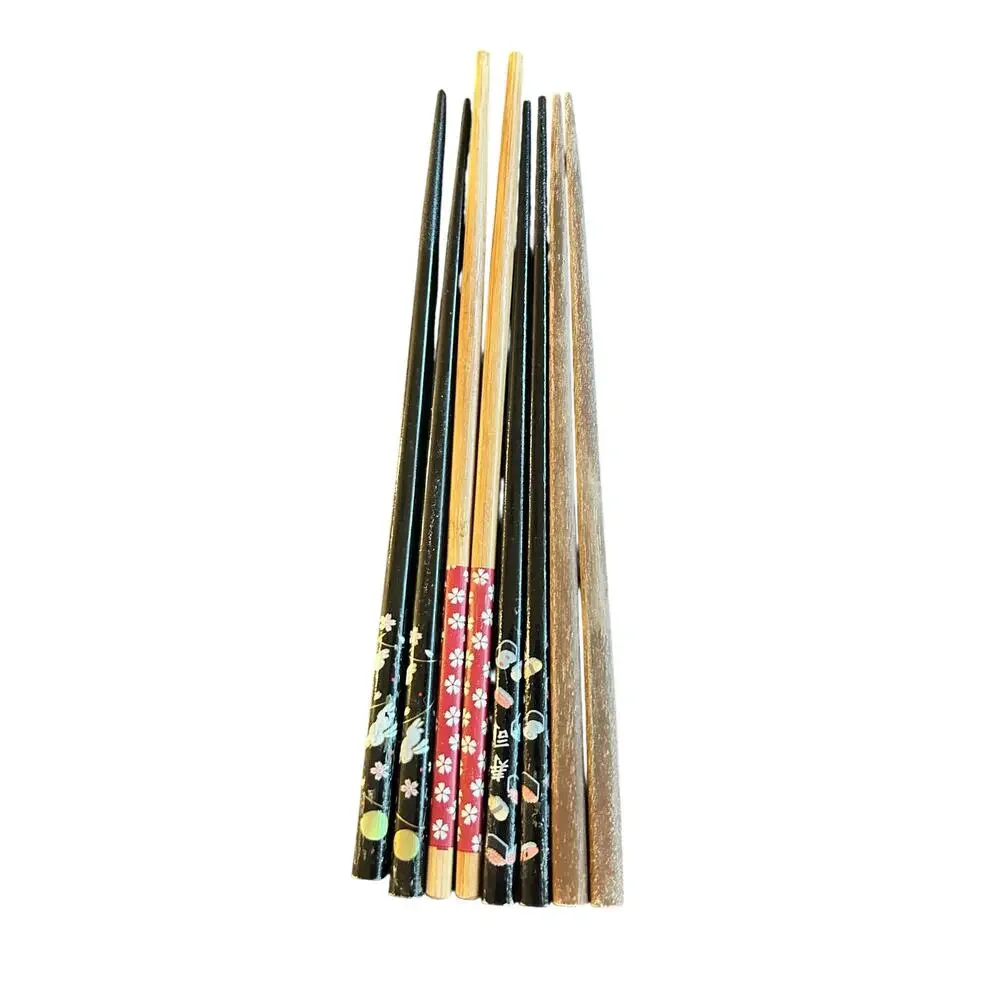 Assorted Lot of 4 Pairs Japanese Decorative Chopsticks - Bamboo & Wood